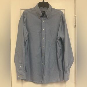 Jos. A. Bank Traveler Traditional Fit Men's shirt 100% Cotton Size L blue green